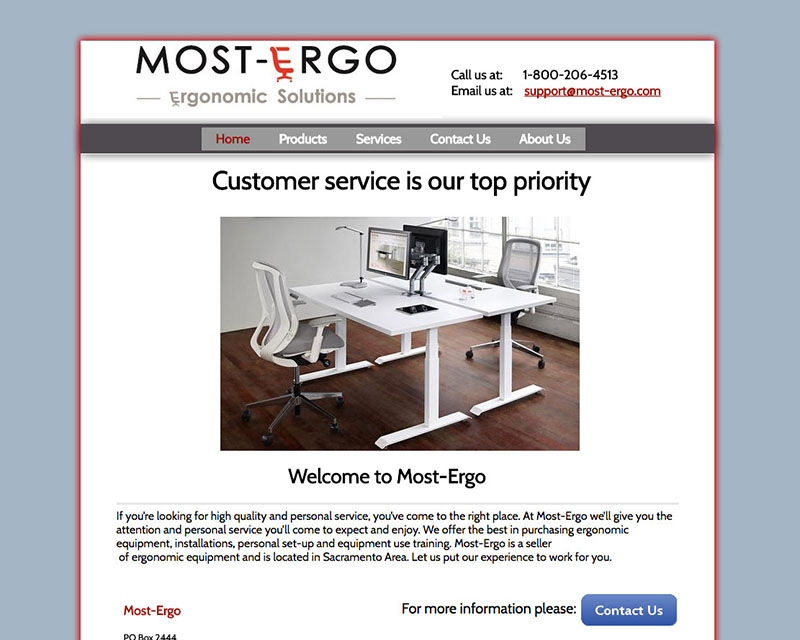 Before Screenshot of Most Ergo website