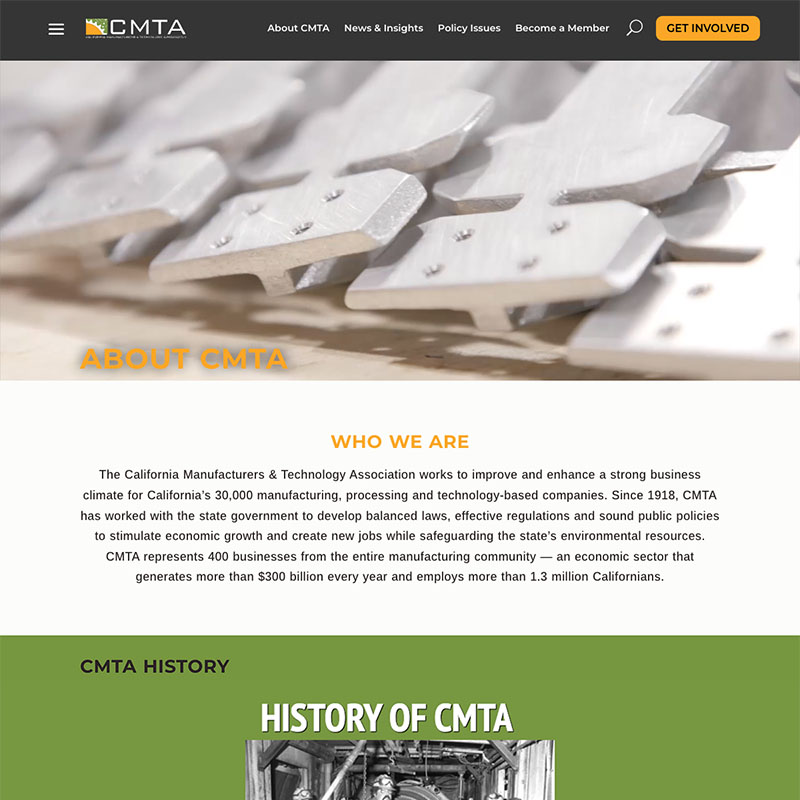 California Manufacturers & Technology Association Website Design Screenshot 1