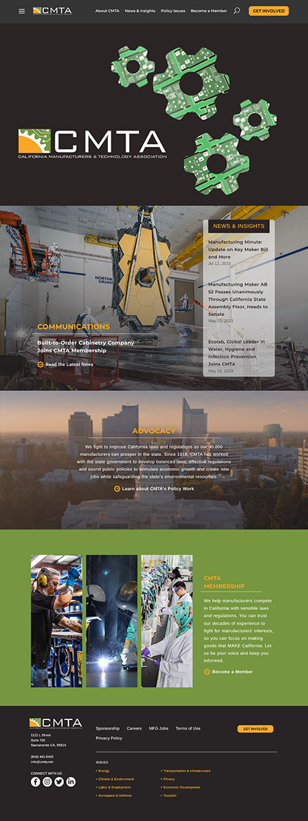 California Manufacturers & Technology Association Website Homepage Screenshot