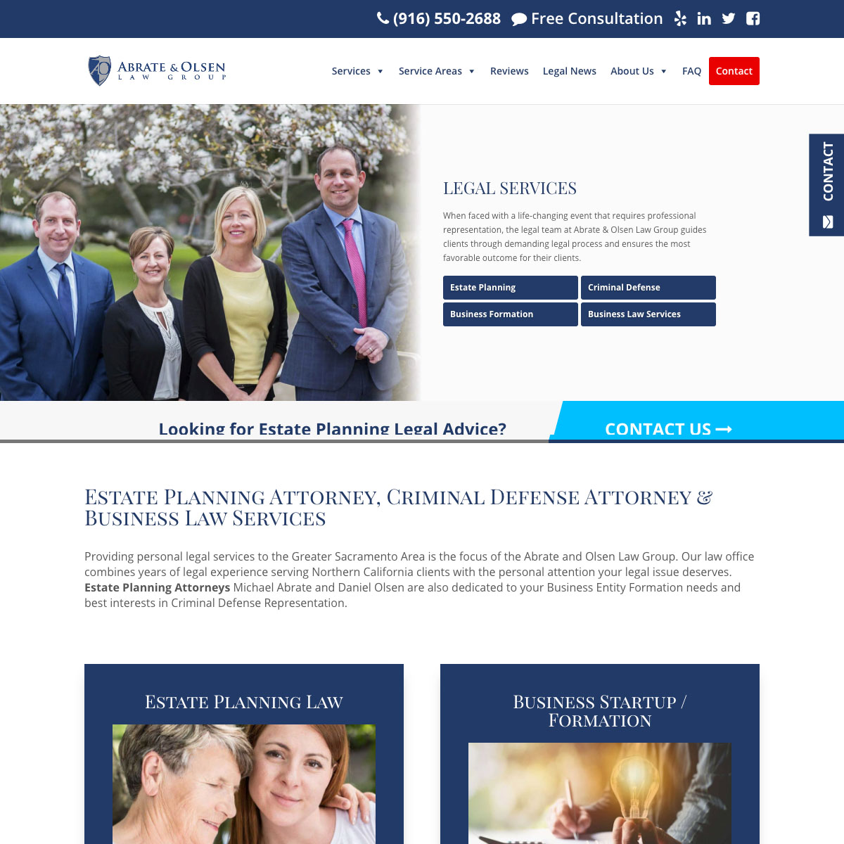 Abrate & Olsen Law Group Website Design Screenshot 1