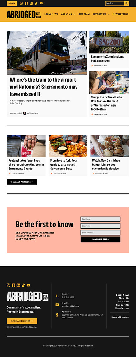 Abridged PBS KVIE Website Homepage Screenshot