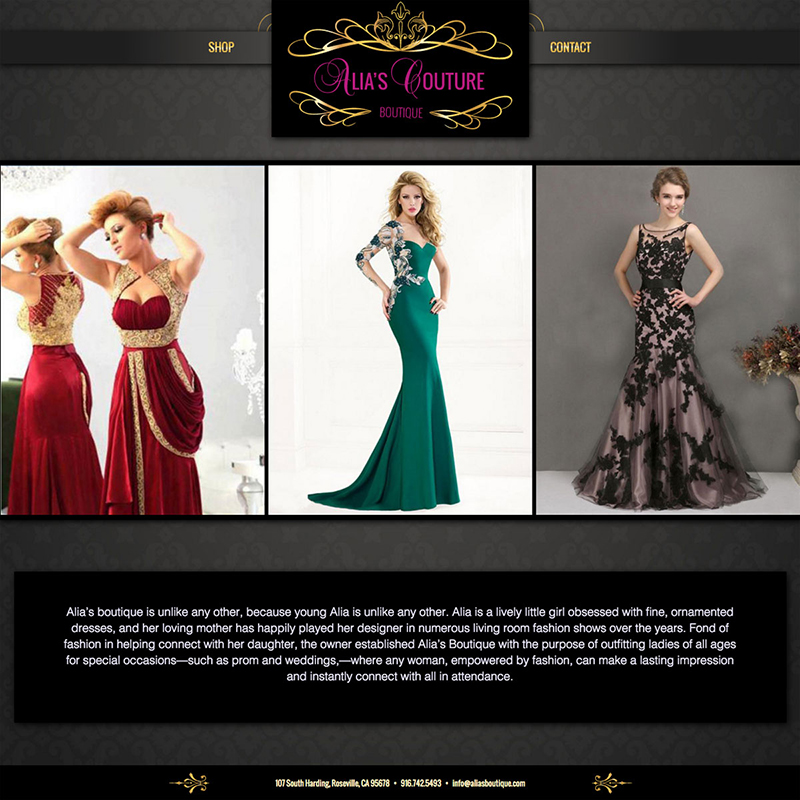 Alias Couture Boutique Website Design Screenshot 1