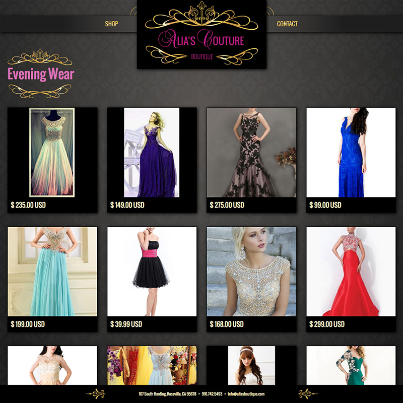 Alias Couture Boutique Website Design Screenshot 2