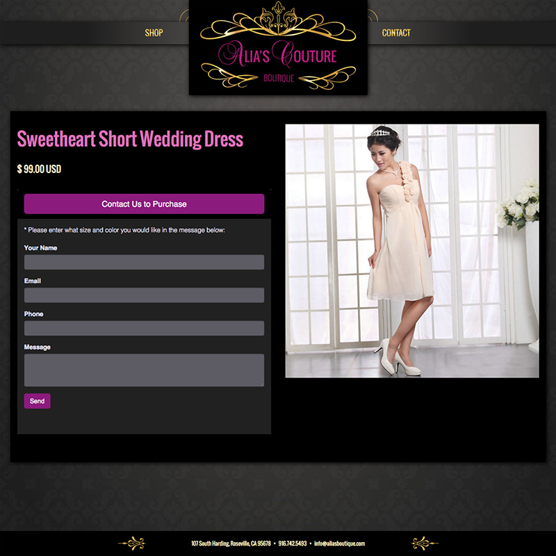 Alias Couture Boutique Website Design Screenshot 3