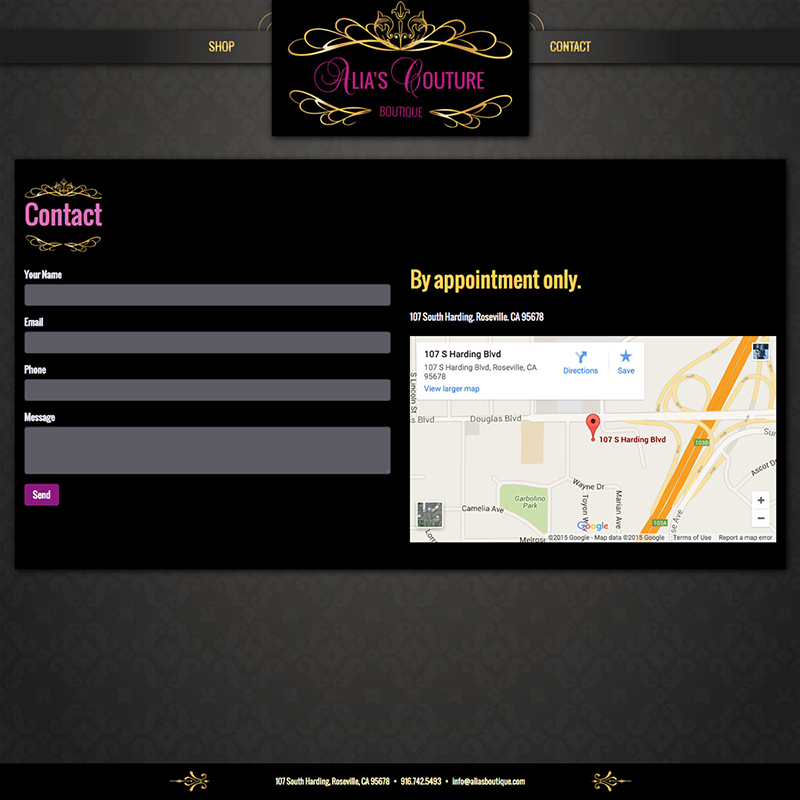 Alias Couture Boutique Website Design Screenshot 4