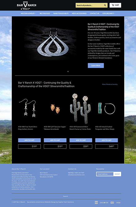 Bar V Ranch Website Homepage Screenshot