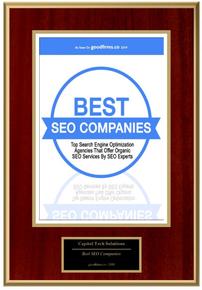 Image of Best SEO Companies plaque Capitol Tech Solutions received