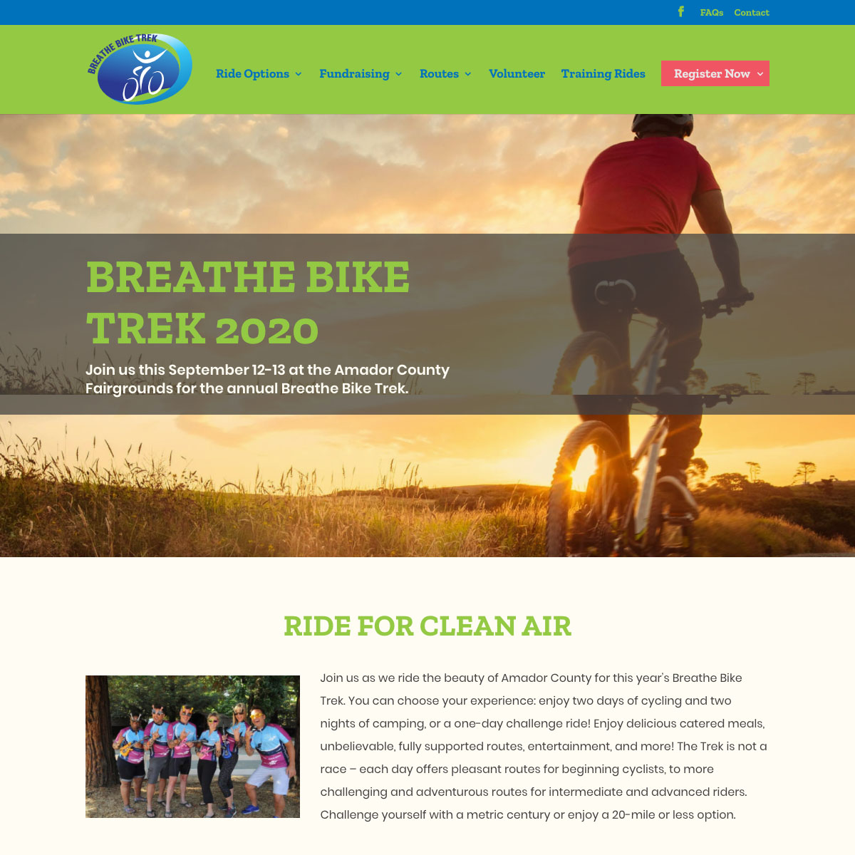 Web design for the Breathe Bike Trek