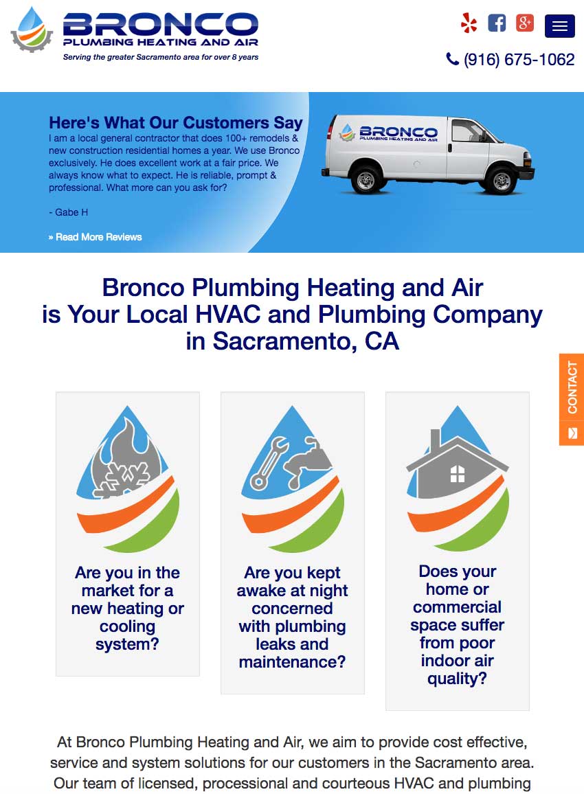 Bronco Plumbing, Heating & Air on iPad