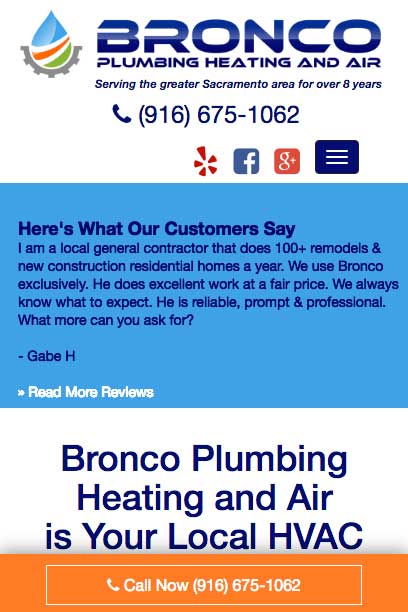 Bronco Plumbing, Heating & Air on iPhone