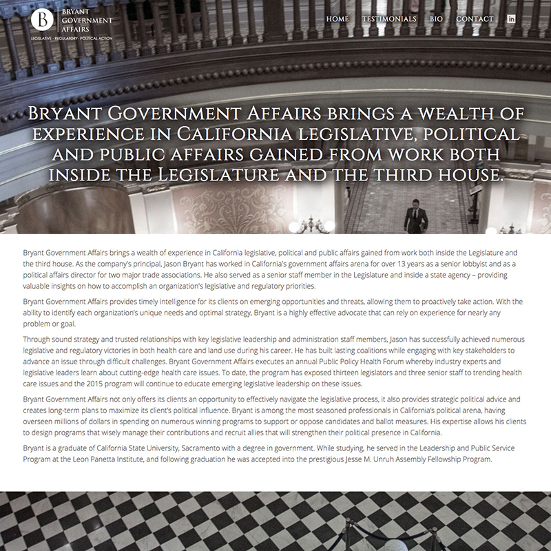 Bryant Government Affairs Website Design Screenshot 2