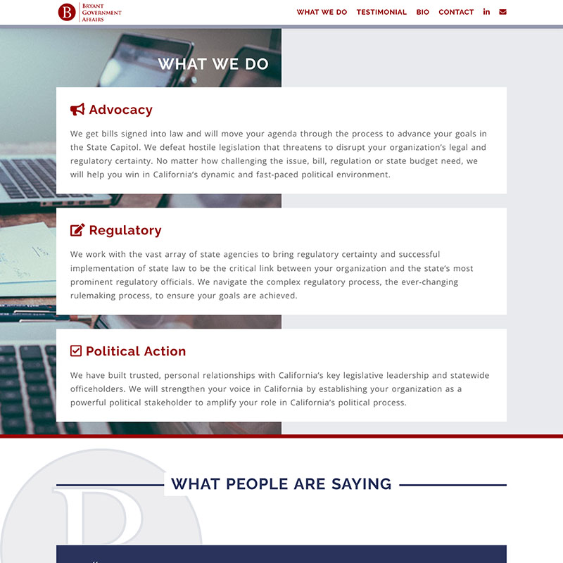 Bryant Government Affairs Website Design Screenshot 2