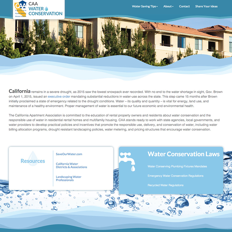 CAA Water Conservation Website Design Screenshot 1