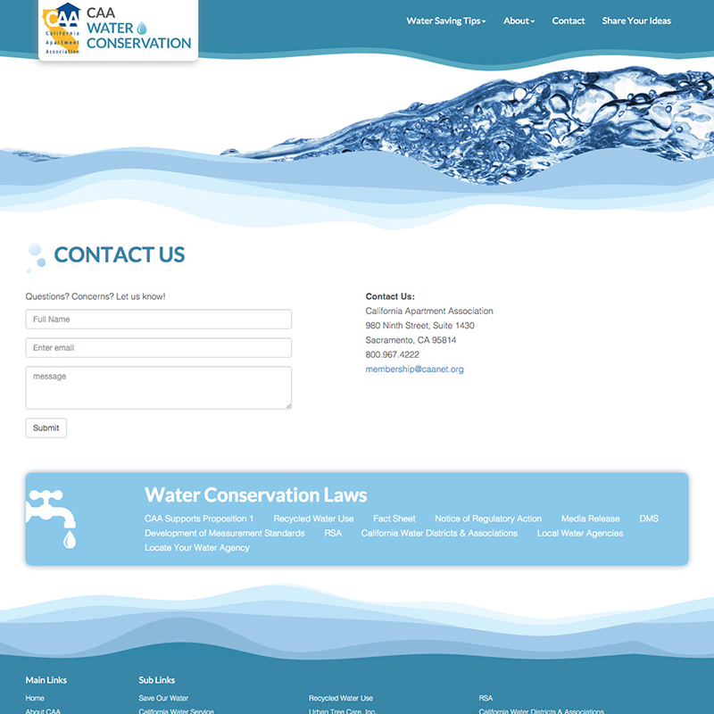 CAA Water Conservation Website Design Screenshot 2