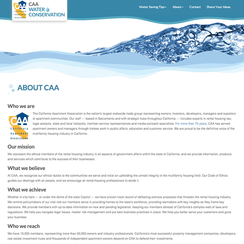 CAA Water Conservation Website Design Screenshot 3
