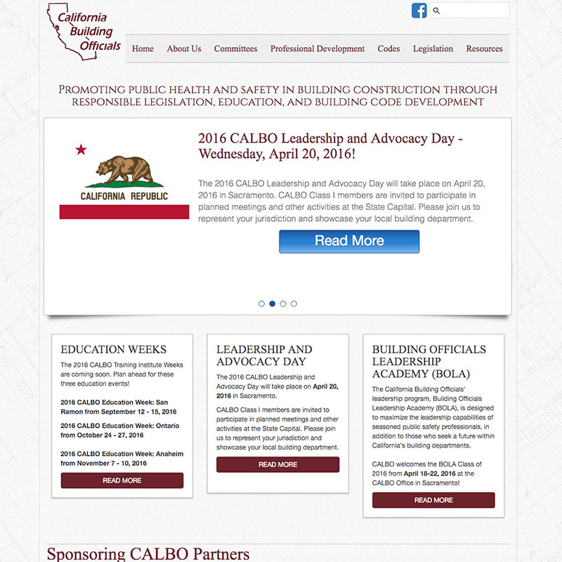 CALBO Website Design Screenshot 1