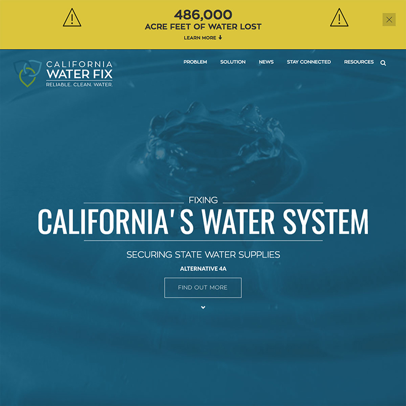 California WaterFix homepage redesign screenshot