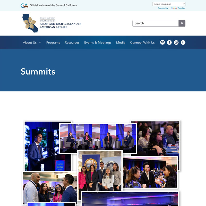 California Commission on Asian and Pacific Islander American Affairs Website Design Screenshot 3