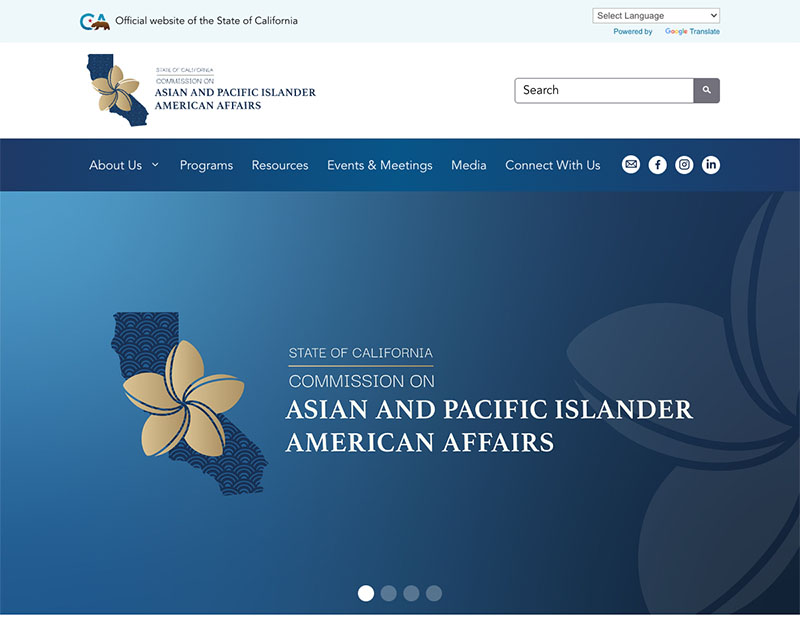 After Screenshot of California Commission on Asian and Pacific Islander American Affairs website redesign