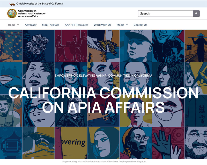 Before Screenshot of California Commission on Asian and Pacific Islander American Affairs website redesign