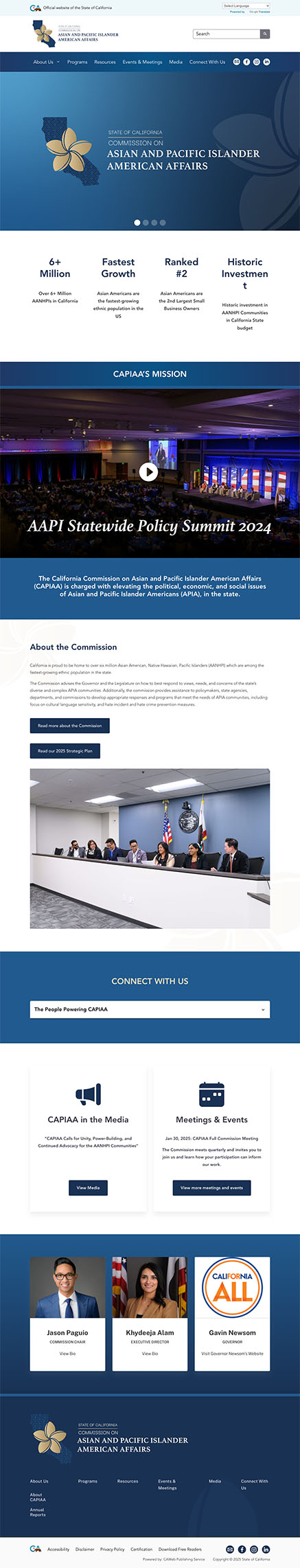 California Commission on Asian and Pacific Islander American Affairs Website Homepage Screenshot
