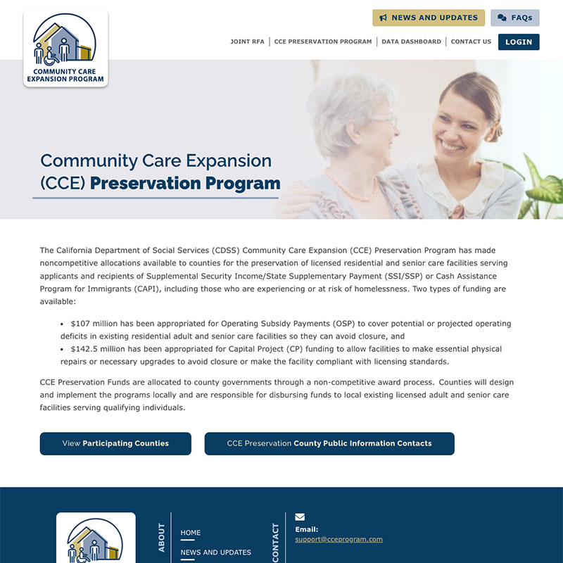 Community Care Expansion (CCE) Program Website Design Screenshot 2