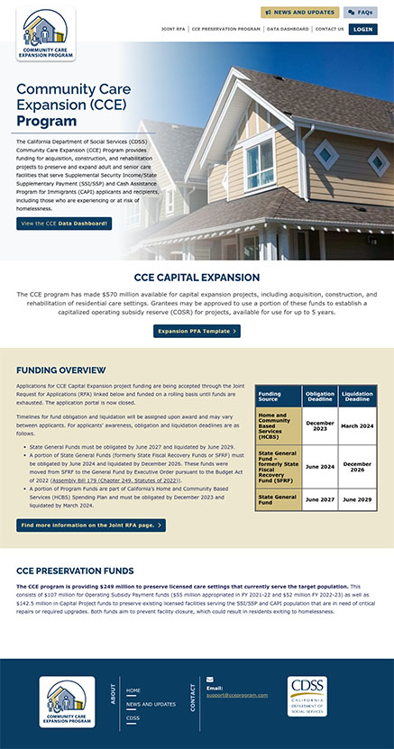 Community Care Expansion (CCE) Program Website Homepage Screenshot