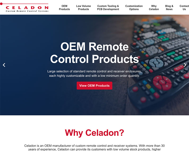 After Screenshot of Celadon website redesign
