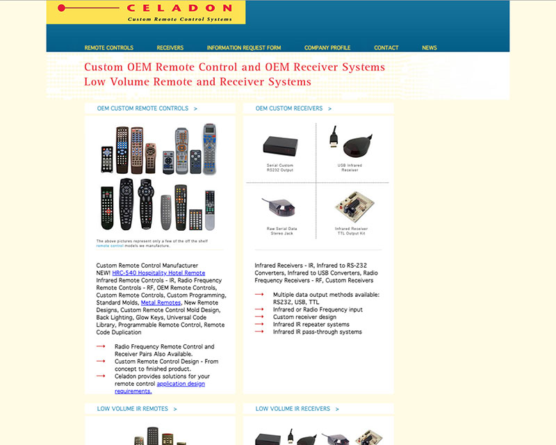 Before Screenshot of Celadon website redesign