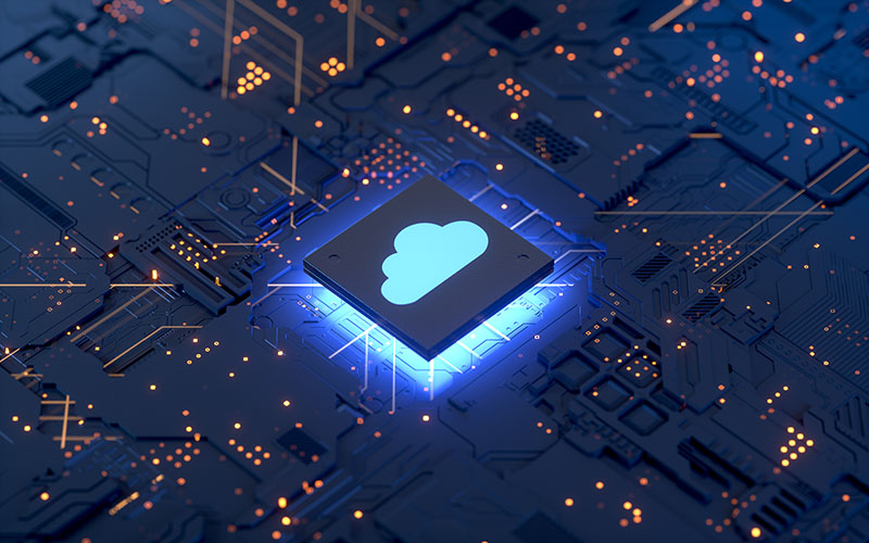 Cloud computing chip on a circuit board