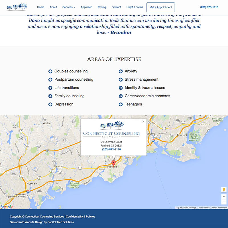 Connecticut Counseling Services Website Design Screenshot 2