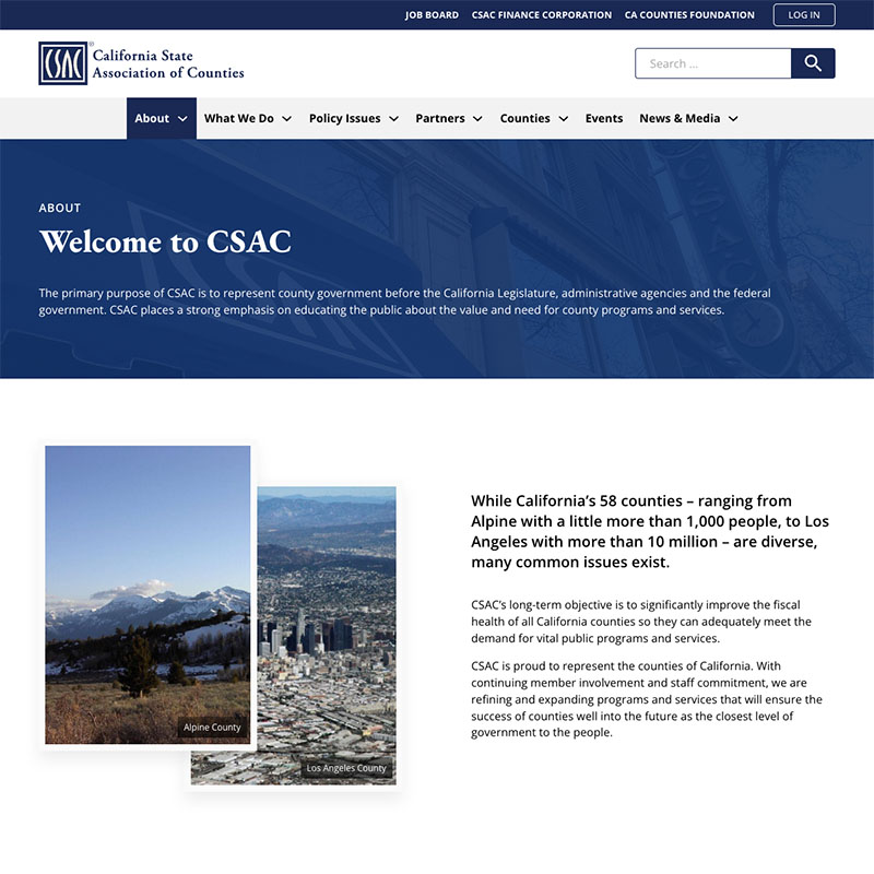 California State Association of Counties Website Design Screenshot 1