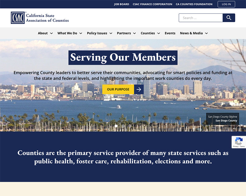 After Screenshot of California State Association of Counties website redesign