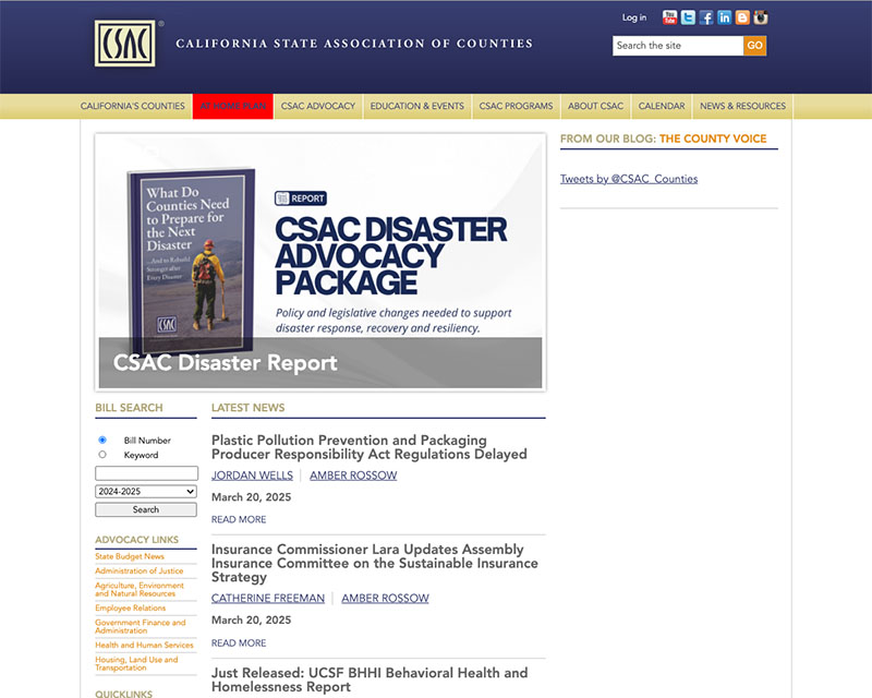 Before Screenshot of California State Association of Counties website redesign