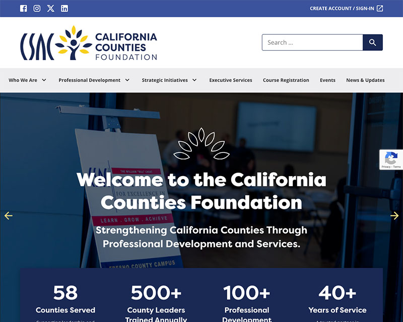 After Screenshot of California Counties Foundation Website Redesign