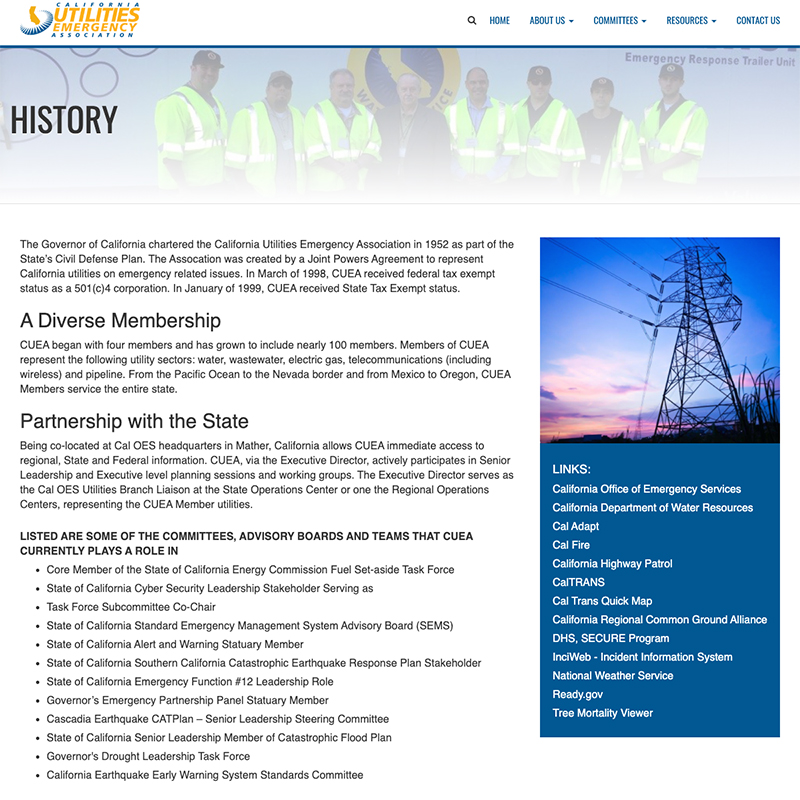California Utilities Emergency Association (CUEA) Inc Website Design Screenshot 4