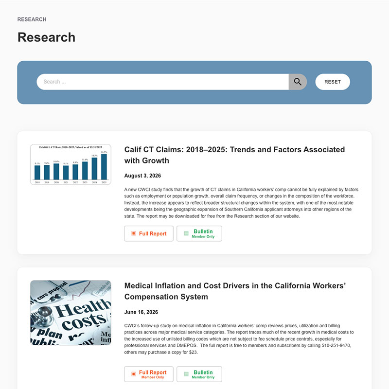 California Workers' Compensation Institute Website Design Screenshot 1