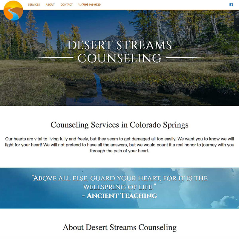 Desert Streams Counseling Website Design Screenshot 1