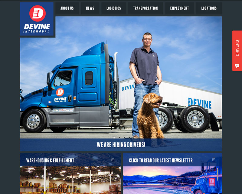 Before Screenshot of Devine Intermodal website redesign