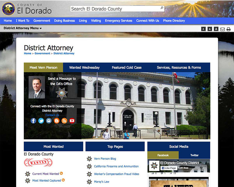 Before Screenshot of El Dorado DA website