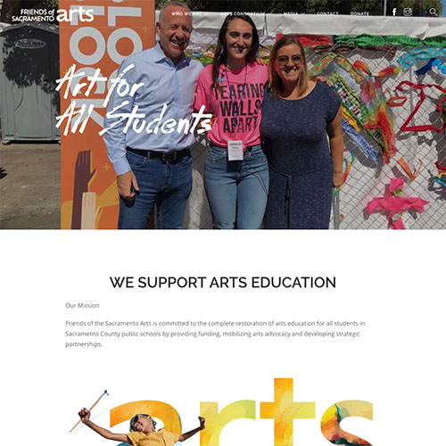 Friends of Sacramento Arts website homepage