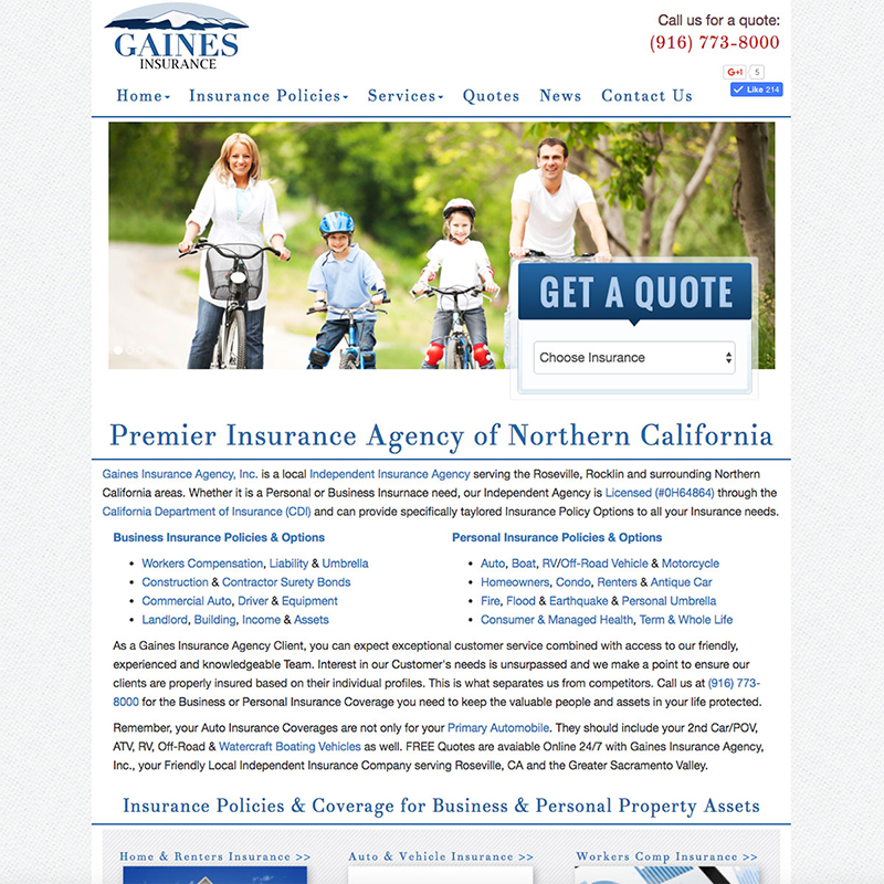 Gaines Insurance Website Design Screenshot 1