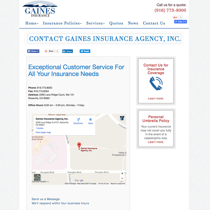 Gaines Insurance Website Design Screenshot 3