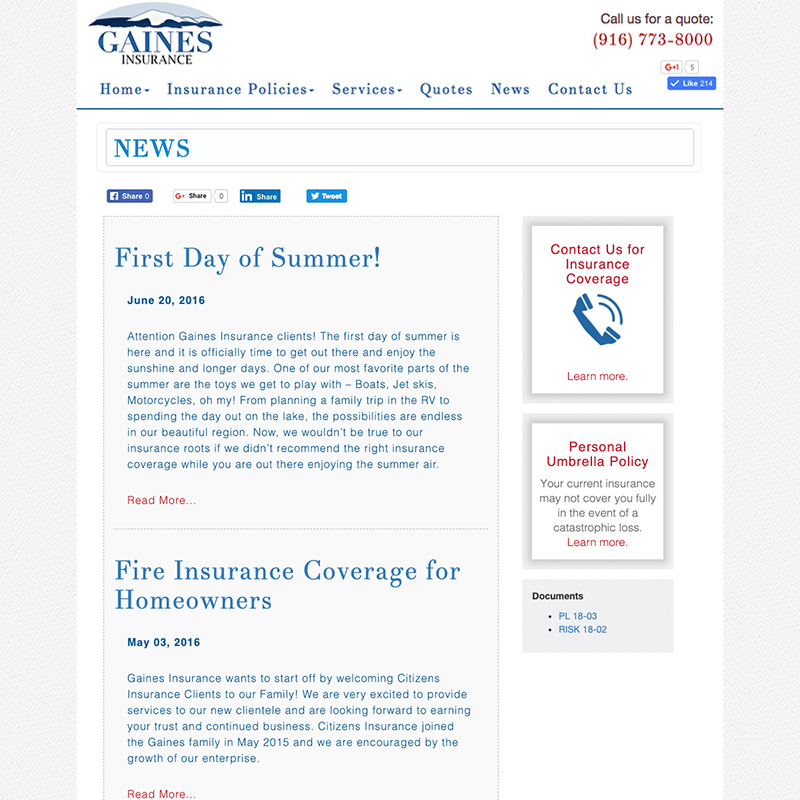 Gaines Insurance Website Design Screenshot 4