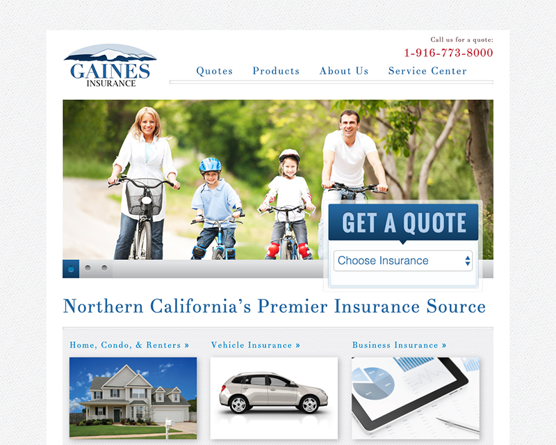 Before Screenshot of Gaines Insurance website redesign