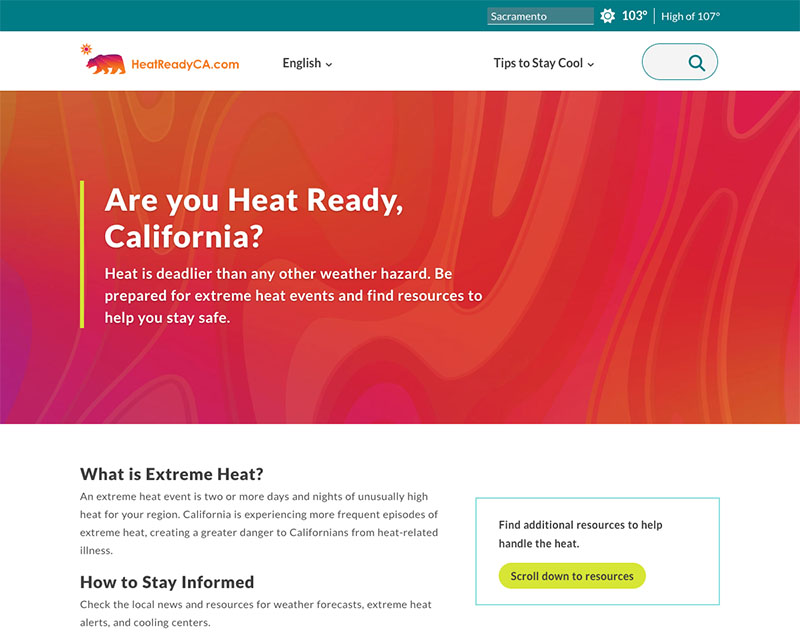 After Screenshot of Heat Ready CA dot Com website redesign