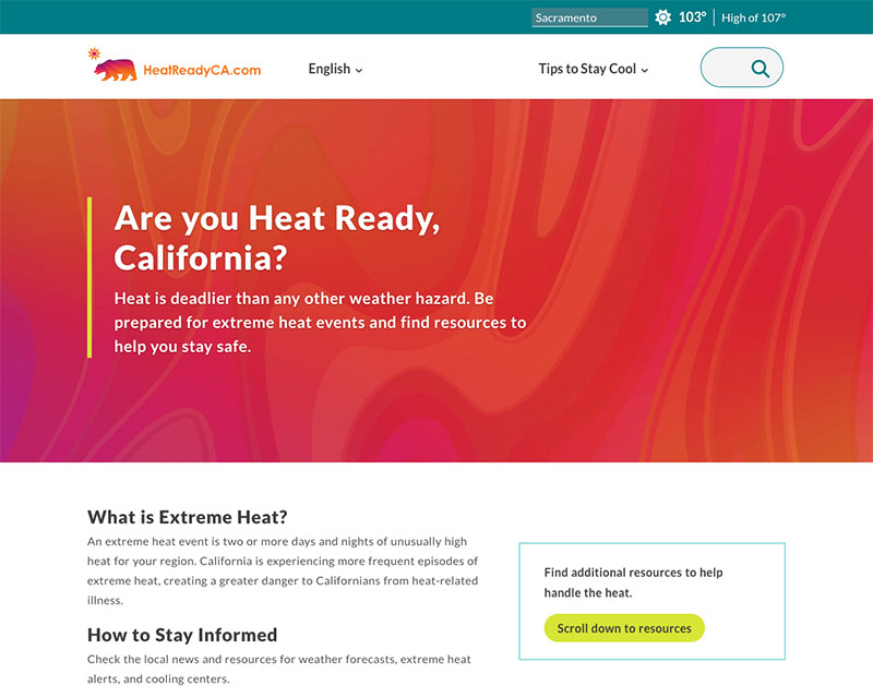 After Screenshot of Heat Ready CA dot Com website redesign