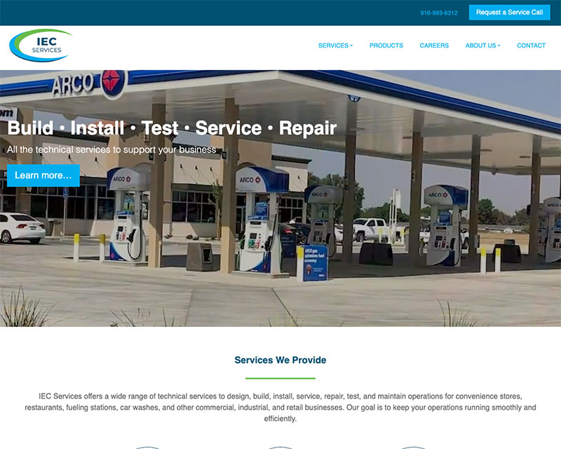 Before Screenshot of IEC Services website redesign