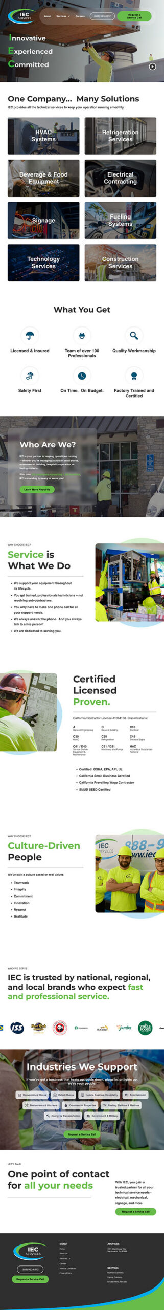 IEC Services Website Homepage Screenshot