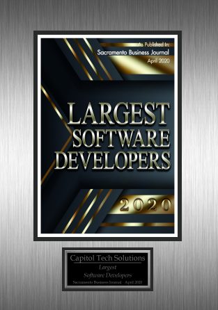 Sacramento Business Journal Largest Software Developers 2020 plaque